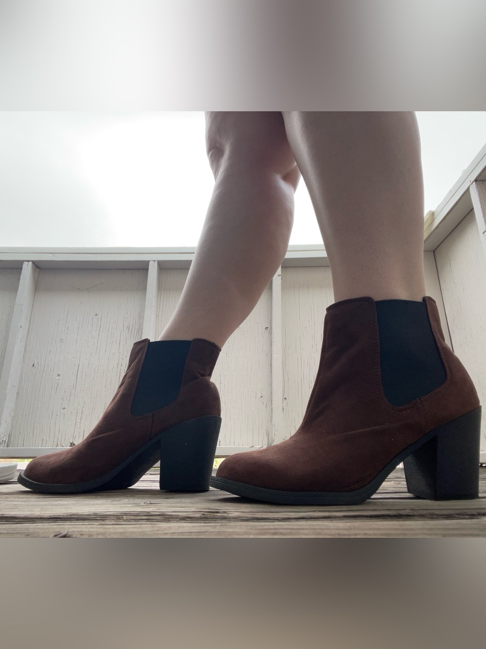 H&M Brown Suede Chelsea Ankle Boots with Block Heel